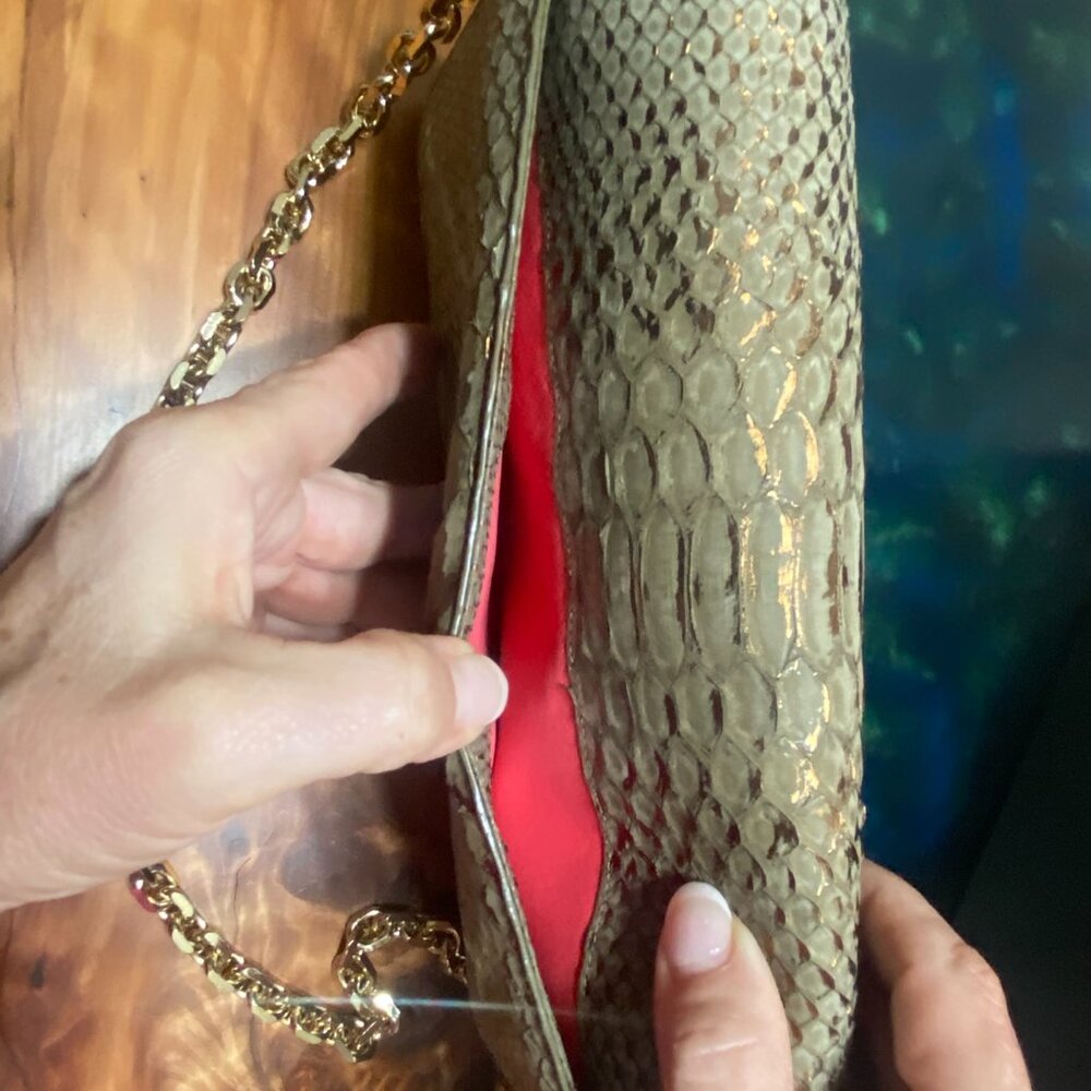 Judith Leiber Limited Edition Authentic Python Rare Double Flap Python Handbag - Picture 12 of 13